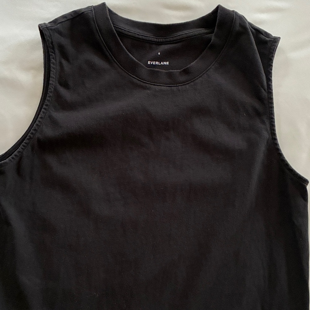 Everlane The Weekend Tank Dress organic cotton size S black 90s minimalist
